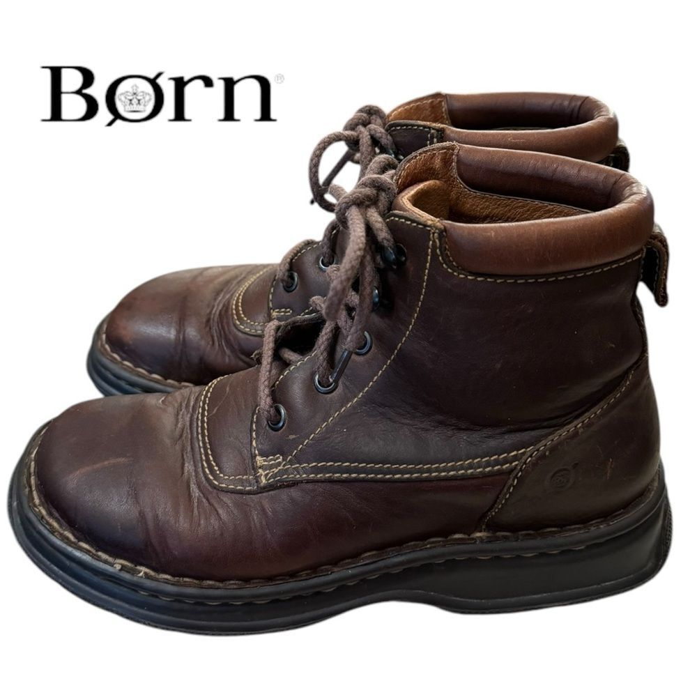 Born Women's Brown Leather Chukka Hi Hiking Boots 7 - Picture 2 of 6
